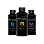 Indo MAX Nutrients - (250mL 3-Pack). MAX GROW (Micro+Macro), MAX BUD (Bloom+ PK Booster), MAX MINERALS (Cal-Mag+Iron). Complete Plant Nutrient Feeding Program