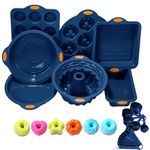 To encounter 31 Pieces Silicone Baking Pans Set, Nonstick Bakeware Sets, BPA Free Silicone Molds, with Metal Reinforced Frame More Strength, Navy Blue