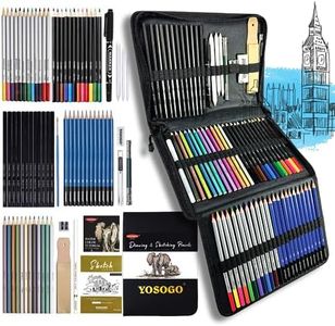 Yosogo 75- Piece Drawing & Sketching Pencils Set, Mix Media Artist Kit Includes Colored Pencils, Sketching Pencils Sets with Sketch Book & Drawing Tools