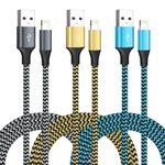 iPhone Charger Cable 3 Pack 10FT/2.8m MFi Certified USB Lightning Cable Nylon Braided Long Apple iPhone Lead Fast Charger Cables For iPhone 14 pro max 14 13 pro 12 11 XS X XR 8 7 6 plus