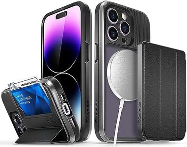 VENA vCommuteX Detachable Wallet Case for Apple iPhone 14 Pro (6.1"), (Magsafe Compatible, Military Drop Protection) Leather Cover Card Slot Holder with Kickstand - Space Gray/Black