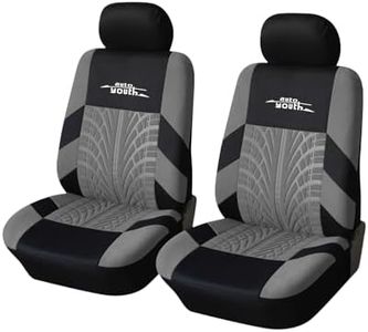 AUTOYOUTH Car Seat Covers TIRE TRACK Fashion Front Seat Covers Front Pair Universal Seat Cover For Cars Truck Van Seat Cover Set Car Seat Protector Auto Parts, Gray