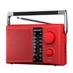 LEOTEC Portable AM FM Radio with Best Reception AC & Battery Operated Big Speaker,Large Tuning Knob,Clear Dial,Earphone Jack for Gift (Red)