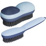 Laundry Stain Brush Scrub Brush Two-Side Soft Bristle Brush Household Cleaning Brush Silicone Laundry Clothes Underwear Scrubbing Brush for Stain Removal,Easy to Grip (Blue)