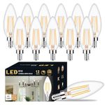 Honesorn Dimmable E12 Candelabra Led Light Bulbs, 2700k Soft White, 60-Watt Equivalent Type B Chandelier Light Bulb for Ceiling Fan, C35 B11 Candle led for Candelabra Base, 12 Pack