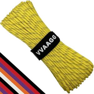 VVAAGG Reflective Paracord Rope 200FT, 7 Strand Nylon para Cord Lanyard Utility 550 Parachute Cord, 4mm Thin Tent Rope for Outdoor Camping Hiking (Yellow 200FT)