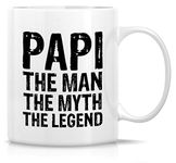 Retreez Funny Mug - Papi The Man The Myth The Legend 11 Oz Ceramic Coffee Mugs - Funny, Sarcastic, Motivational, Inspirational birthday gifts for him granddad, grandpa, grandfather, father's day gift