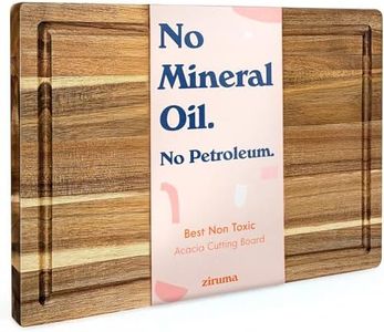Non Toxic Wood Cutting Board - Conditioned with Natural Beeswax Flaxseed & Lemon Oil - Free of Mineral Oil - Made of FSC Certified Acacia Wood - 16" x 11" Thick Cutting Board by Ziruma