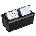 WEBANG Dual Pop-Up Floor Box Electrical Kit, 20 Amp Stainless Steel USB TR Receptacle Outlet, 3-Port RJ45 Datacom Receptacle, ETL Listed, Black