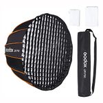 GODOX QR-P90 35.4 Inch/90CM Parabolic Softbox Bowens Mount, Quick Release Parabolic Softbox, with Front & Inner Diffuser SL-60W AD600BM VL150 UL150 SL150II Amaran 100X 200D 200X w/Grid