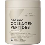 Sports Research Organic Collagen Peptides - Hydrolyzed Type I & III Collagen Protein Powder Made Sustainably from Grass-Fed Cows - Unflavored - 30 Servings