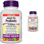 Webber Naturals Probiotic Adult 50+, 15 Billion Active Cells, 10 Probiotic Strains, 30 Capsules, For Digestive Health and Constipation Relief, Vegan & Digestive Enzymes, 90 Tablets