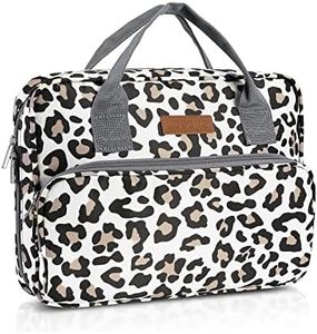 Losong Bible Cover for Women, Medium Bible Carrying Book Case with Handle & Multi-Pockets Organizer for Girls Gifts, Fits for Study Bible Bag (Patent Design Leopard)
