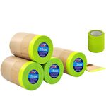 InnoStars Pre-Taped Masking Paper for Painting - 4 Rolls 6 Inch x 50 Feet Tape and Drape Painters Paper, Paint Adhesive Protective Paper Roll for Covering Skirting, Frames, Cars and Auto Body