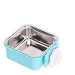 Andiker Crate Dog Bowl, Removable Stainless Steel Pet Hanging Feeder Bowl, Dog Water Food Feeder for Cats Puppy Rabbits (Small, Blue)