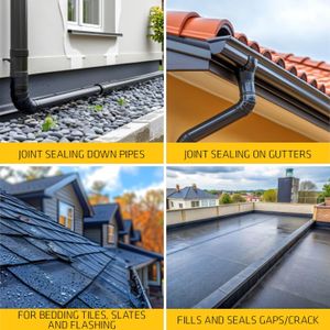 Everbuild Everflex Roof & Gutter Sealant, Butyl-Based, Black, 295ml