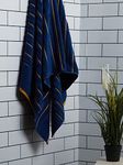 Spaces 100% Cotton Bath Towel Ribbed Texture High Absorbency High Loft 575 GSM Dark Blue Cotton Towels for Bath