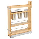 Rev-A-Shelf 5" Pull Out Storage Organizer for Base Kitchen Cabinets w/Soft-Close, Sliding Shelves for Utilities, Utensils or Spices, 448UT-BCSC-5C