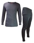 HEAT HOLDERS Mens Thermal Underwear Set Winter Long Sleeve Top & Long Johns (L, Charcoal)