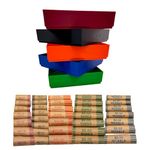 Coin Sorter Tray & Coin Counter Set – 5 Color-Coded Coin Sorting Trays with 36 Assorted Preformed Coin Roll Wrappers for Canadian Coins | Ensemble de Tri de Monnaie avec 5 Plateaux et 36 Rouleaux CA