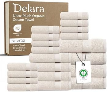 Delara Organic Cotton Luxuriously Plush Towel 33 Piece Set|GOTS & Oeko-TEX Certified|Premium Hotel Quality Towels|Feather Touch Technology|650 GSM Long Staple|Soft, Quick Dry & Ultra-Absorbent