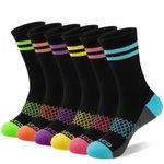 eallco Womens Crew Socks Athletic Calf Work Socks Running Long Cushioned Sole Socks 6 Pairs, 6 Pairs Black, One Size