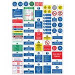 RDLCAR Kitchen Safety Signs & Sticker Pack as Required by Health & Safety Law Qty 58 of Various Sizes,Laminated Self Adhesive Kitchen Stickers,Includes Allergen Labels,Coloured Chopping,COSHH Stickers