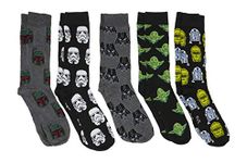 Hyp Star Wars Character Face Crew Socks 5 Pair Pack, Multi, One Size