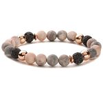 BNFGD Anti Anxiety Bracelet, Original Color Volcanic Stone + Pink Zebra Frosted Natural Stone Anxiety Relief Bracelet, Gifts for Women for Stress Relief, Spiritual Bracelet Healing Bracelet