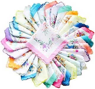 CoCoUSM Womens Vintage Floral Print Cotton handkerchiefs Bulk 5 PCS