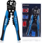 X-COTEC Wire Stripper Automatic with 60PCS Terminals, 3-in-1 Cable Stripper, Wire Cutter, Terminal Crimper, 22-10AWG (0.5-6 mm) Professional Electrician Wire Stripping Pliers Self Adjusting