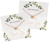 Pop Fizz Designs Flower Girl Gift Necklace (Set of 2) | Girls' Jewelry from Bride | Eucalyptus Design (Proposal)