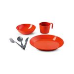 GSI Outdoors Cascadian 1-Person Dish Set I BPA-Free Dishes Including Plate, Bowl, Mug and Cutlery for Camping, Outdoors, RV, Camp, Terracotta (Burnt Orange)