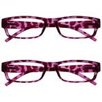 OPULIZE, Reading glasses Pink Tortoiseshell Lightweight Comfortable Readers Value 2 Pack Mens Womens RR32-4 +3.50