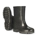 JUJU Factory Warehouse Wellies for Kids | Girls UK Size 8 | Black Glitter | Waterproof Toddlers Wellies (Kids Ages 1-6 Years)