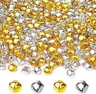 Augshy 200 Pieces Jingle Bells 3/5Inch Craft Bell Bulk for Christmas Home and Pet Decorations Xmas Decor Party Favors Supplies (Gold and Silver)