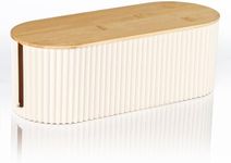 Baskiss Cable Management Box with Solid Bamboo Cover, 32x13x11.2 cm, Floor Outlet Hider, Cord Organizer for Desk TV Computer USB Hub System to Cover and Hide & Power Strips & Cords (Beige)