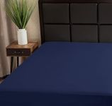 CirclesHome Sateen Cotton Fitted Sheet Only. Softer and More Comfortable Than Egyptian Cotton. Durable and Fade Resistant. Perfect and Snug Fit. (54 X 75) (Navy)