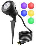 EDISHINE Halloween 120V LED Outdoor Spotlight, 5 Extra Lenses (RGB Purple Blue), 4.8W 5000K Plug in Spotlight Outdoor, Waterproof Landscape Light for Yard, Holiday Tree Flag Light, UL Listed