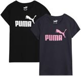 PUMA Girls' T-Shirt - 2 Pack Core Logo T-Shirt for Girls - Basic Athletic Crewneck Short Sleeve Tee (S-XL), Size X-Large, Black Logo/Dark Grey