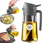YARRAMATE 2-in-1 Olive Oil Sprayer Glass Bottle Dispenser, 16oz/470ml Capacity, Premium Nozzle for Cooking, Pour and Spray, Kitchen, Air Fryer, BBQ (Grey)