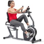 Sunny Health & Fitness Exercise Bikes, Magnetic Recumbent Bike, Stationary Cycling Bike with LCD Monitor, Device Holder and Pulse Monitor, Cardio Workout Equipment for Home Use, SF-RB4616S