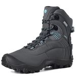 XPETI Women's Thermator Mid High-Top Waterproof Hiking Outdoor Boot Charcoal Grey/Blue 9