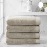 Welhome Madison Luxury Bath Towels | 4 Pieces | Softer & Loftier Wash After Wash | Hygro-Cotton | Premium Durable Bathroom Towels | Quick Dry & Absorbent | Sustainably Manufactured | Almond Beige