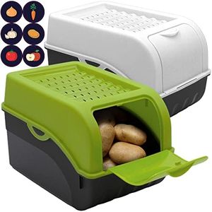 ARTECSIS Lot de 2 Boîtes de Conservation Alimentaire 5L Verte/Blanche + 6 Stickers/Fruit, Légume