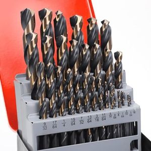 AIMLENTOOL 29Pcs Drill Bit Set, 135° Tip HSS with Black and Gold Finish, Twist Jobber Length Drill Bit Kit for Hardened Metal, Cast Iron, Stainless Steel, Plastic and Wood with Storage Case 1/16"-1/2"