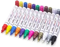 Paint Marker Pens - 5 Colors Permanent Oil Based Paint Markers, Medium Tip, Quick Dry and Waterproof Assorted Color Marker for Metal, Wood, Fabric, Plastic, Rock Painting, Stone, Mugs, Canvas, Glass