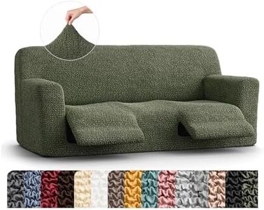 PAULATO BY GA.I.CO. Recliner Cover – Soft Form-Fit Slipcover – Stretch 1-Piece Reclining Furniture Protector – Machine Washable Hypoallergenic Fabric – Moss Green (Reclining Sofa 63"-91" Wide)