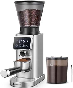 AMZCHEF Coffee Grinder, Coffee Bean Grinder for Home Use with Precise Grinding, LED Control Panel, Detachable Funnel Stand for Espresso, 48 Grind Settings, Anti-static Design, silver