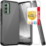 TJS Compatible for Cricket Outlast Case, AT&T Jetmore Case, with Tempered Glass Screen Protector Dual Layer Hybrid Magnetic Support Shockproof Protection Cover Phone Case (Gray)